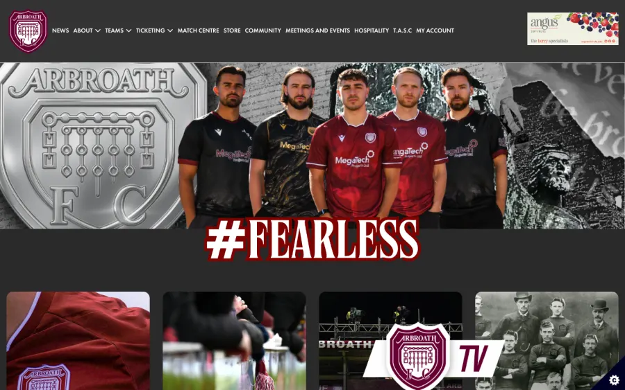 Arbroath FC website, built by Purple Imp