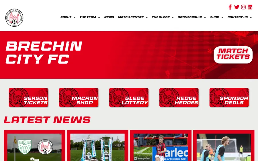 Brechin City website, built by Purple Imp