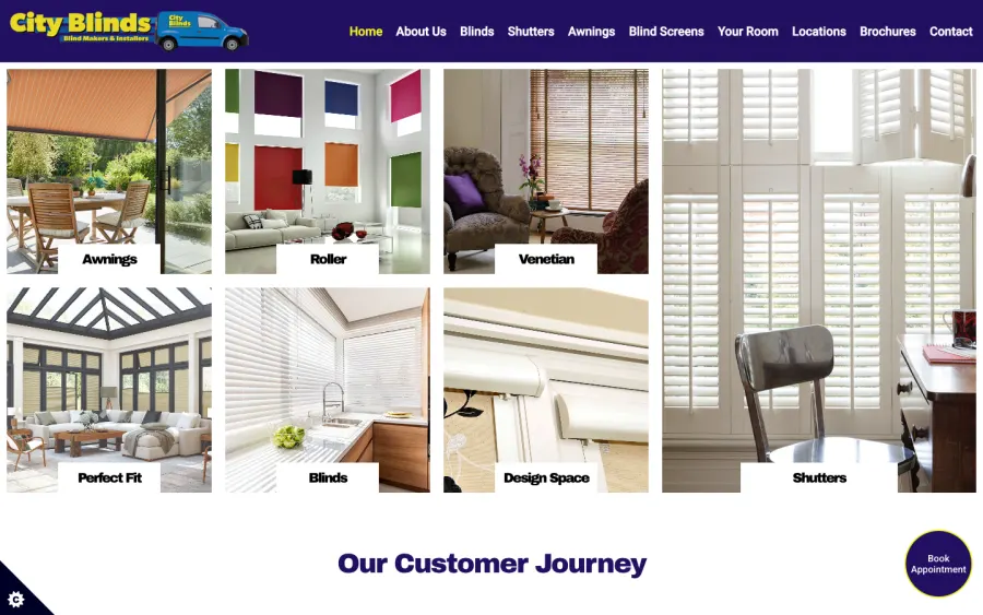 City Blinds website, built by Purple Imp