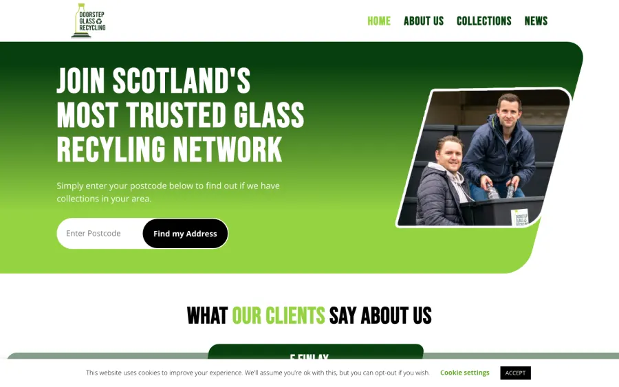Doorstep Glass website, built by Purple Imp