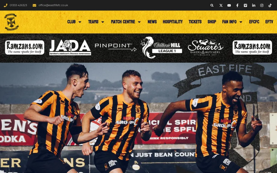 East Fife website, built by Purple Imp