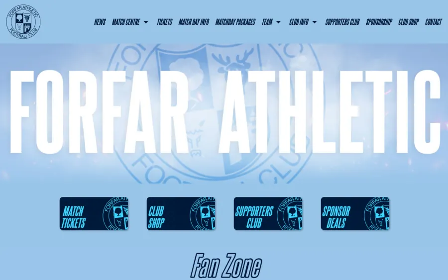 Forfar Athletic website, built by Purple Imp
