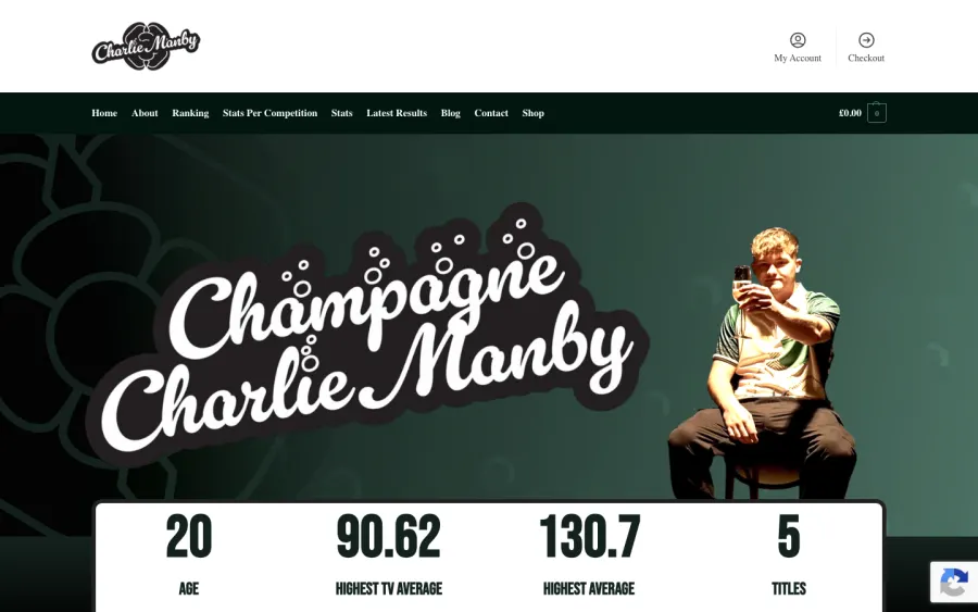 Charlie Manby website, built by Purple Imp