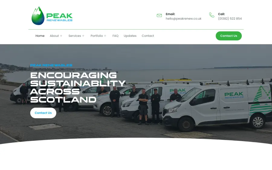 Peak Renewables website, built by Purple Imp