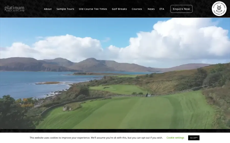 Platinum Golf Scotland website, built by Purple Imp