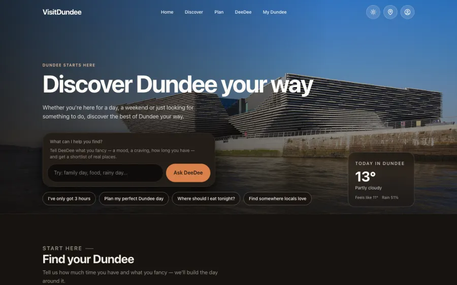 Visit Dundee website, built by Purple Imp
