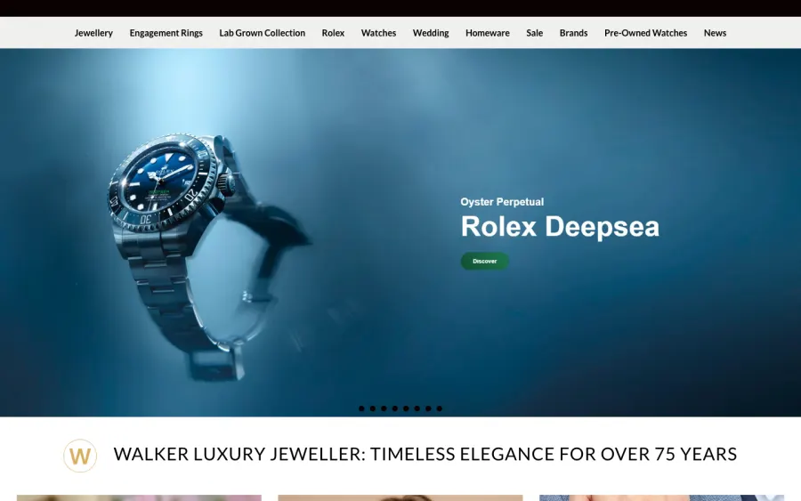 Walker Luxury Jeweller website, built by Purple Imp
